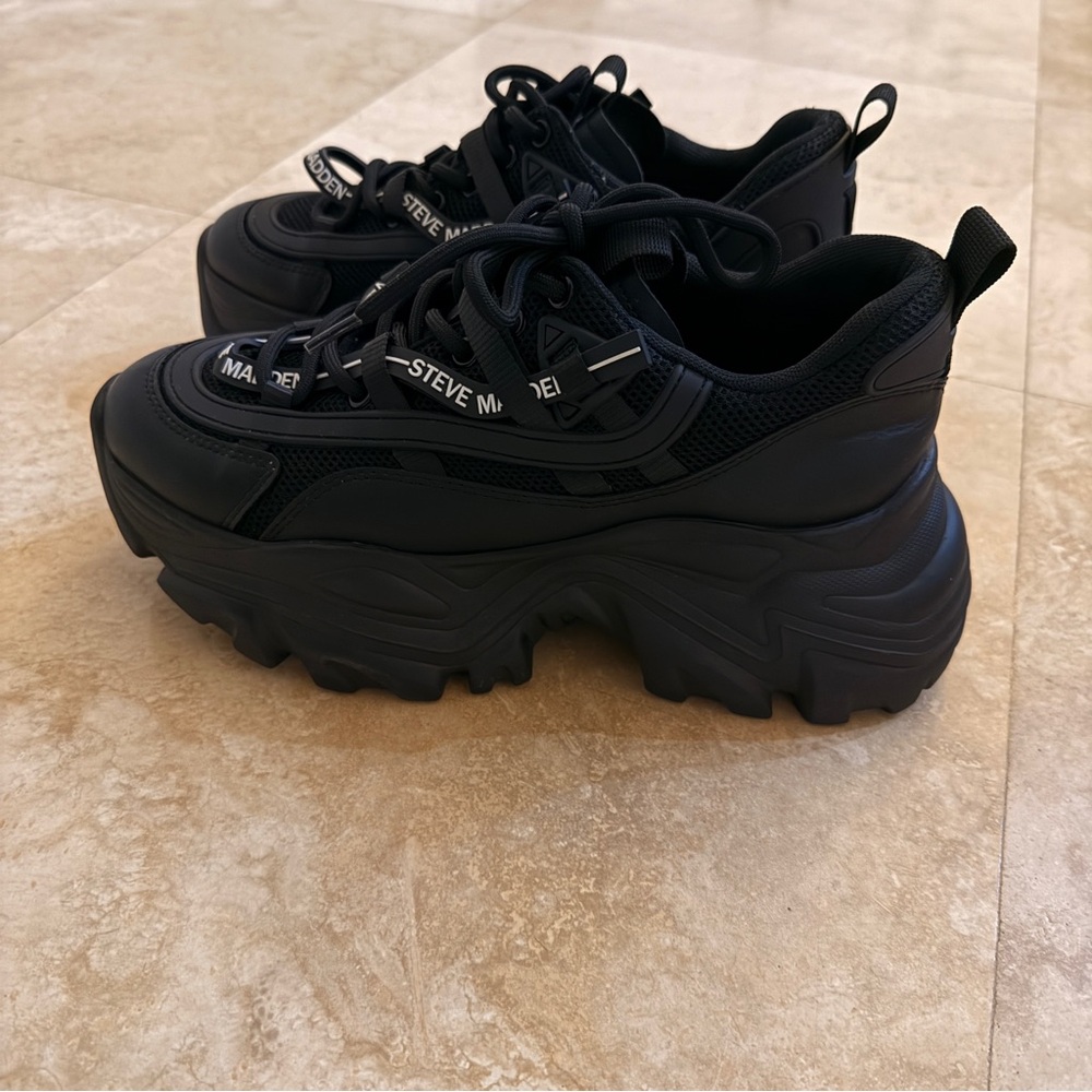 Steve Madden Black Platform Sneakers
